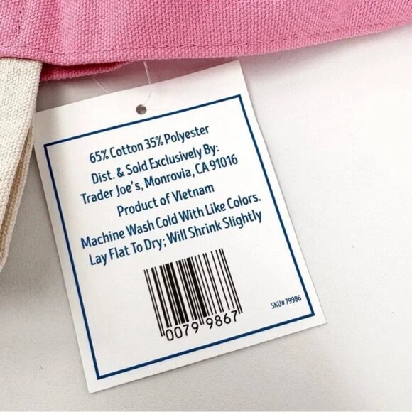 SUPER CUTE Trader Joe's Spring Limited Edition Mini Tote Bag - PINK! - Picture 5 of 8